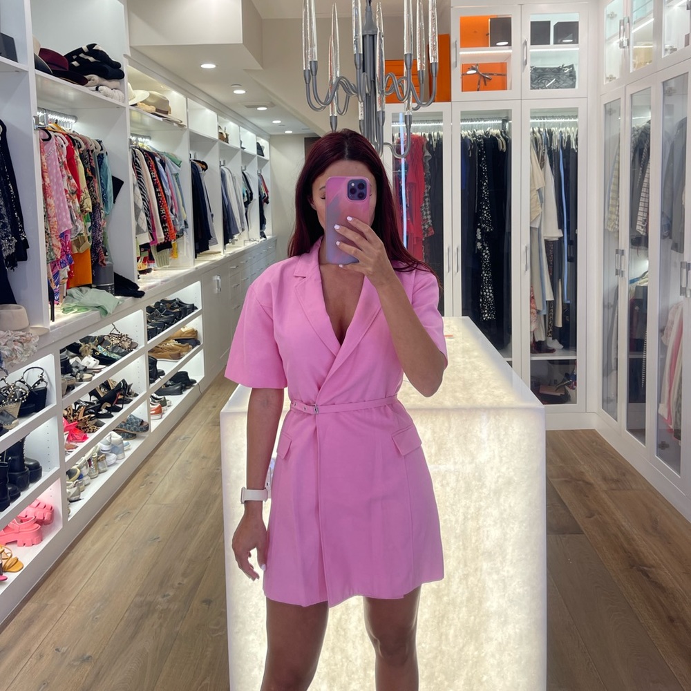 Pink Tailored Mini Blazer Dress